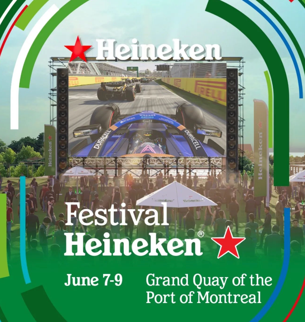 A poster for the upcoming Heineken festival in Montreal's Old Port for the Grand Prix.\u200b