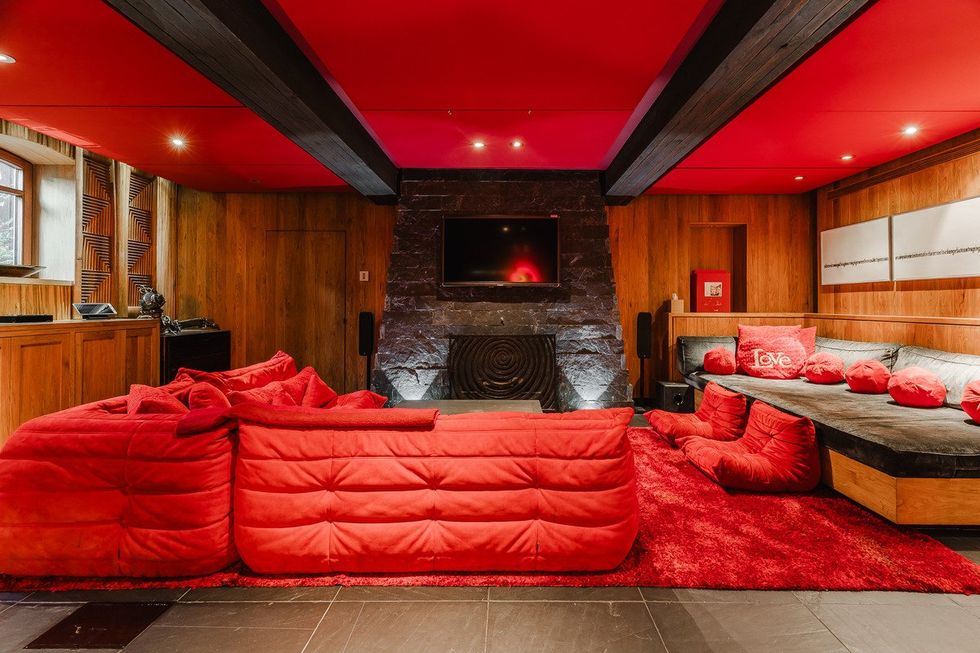 A red-accented boudoir.