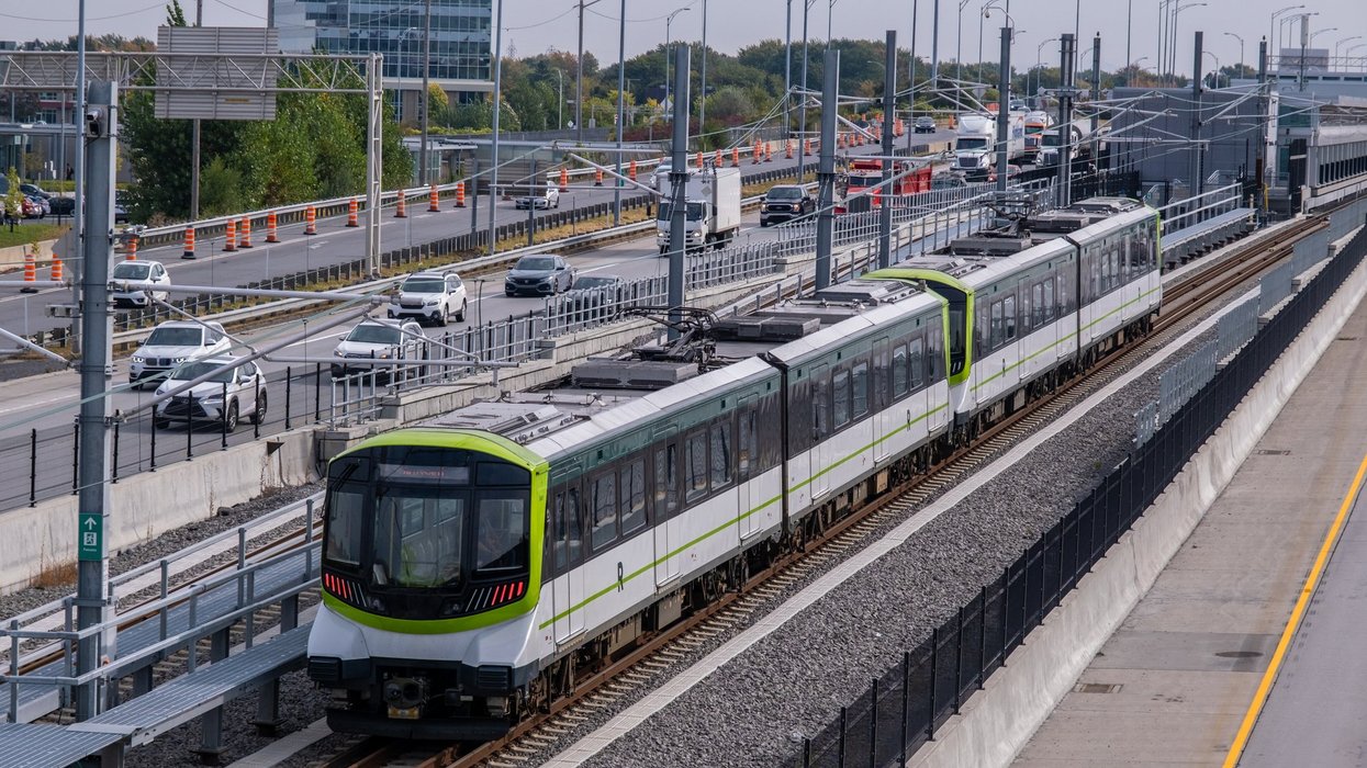 A REM train on the Brossard Line.