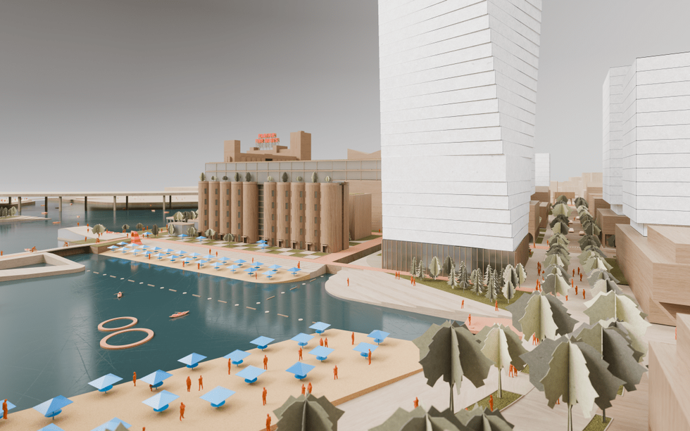 A render of the view from the proposed Wellington Basin beach.