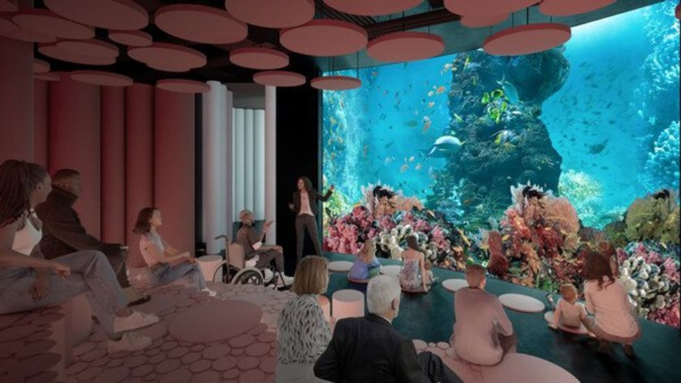 A rendering of the planned Aquarium de Montr\u00e9al in the Royalmount development.