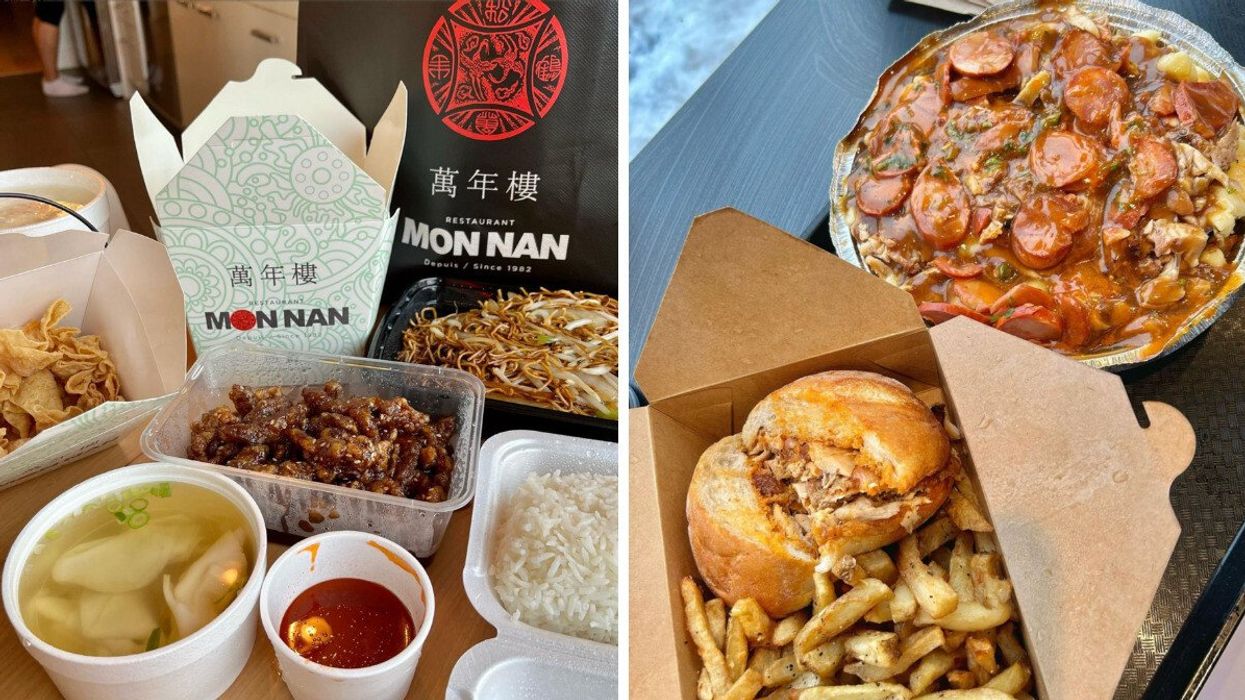 A selection of dishes from Mon Nan in Montreal. Right: Tasty-looking poutine and a burger and fries from Ma Poule Mouille.
