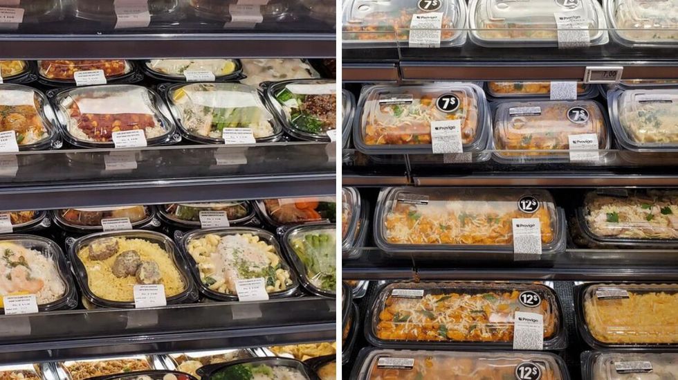A selection of ready-to-eat meals at three different sizes.