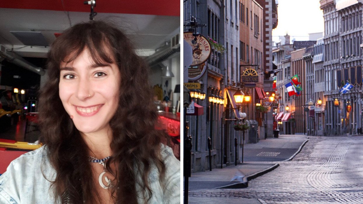 A selfie. Right: A Montreal Street.