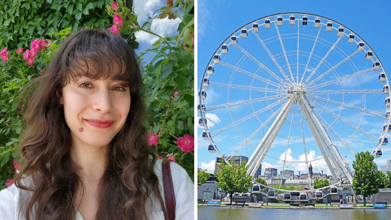 A selfie. Right: Montreal.