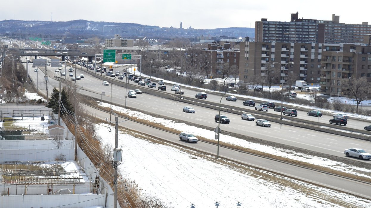 A snowy autoroute in Montreal.
