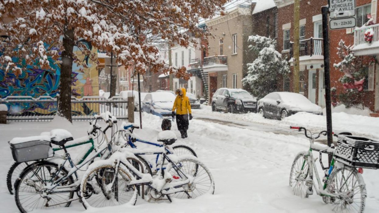 A snowy street in Montreal.