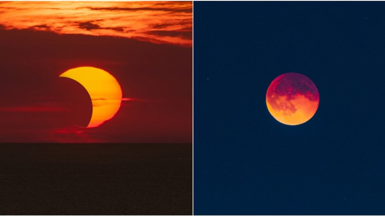 A solar an lunar eclipse.