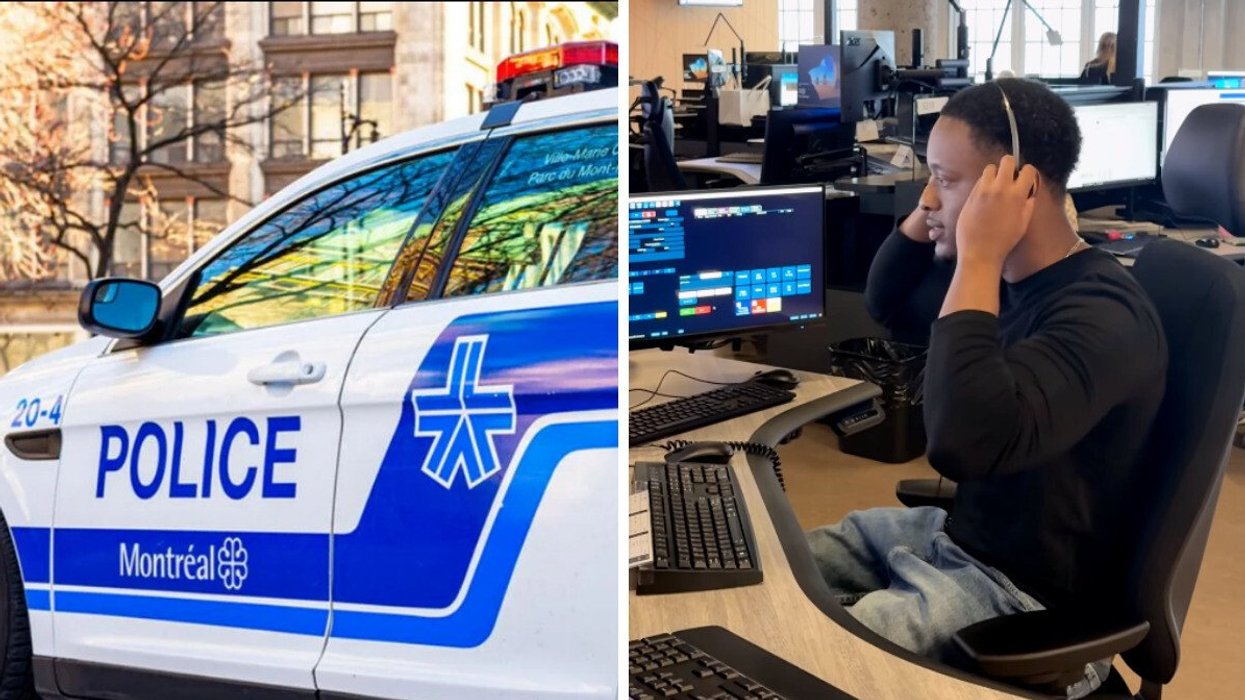 A SPVM car. Right: A SPVM 911 dispatcher.