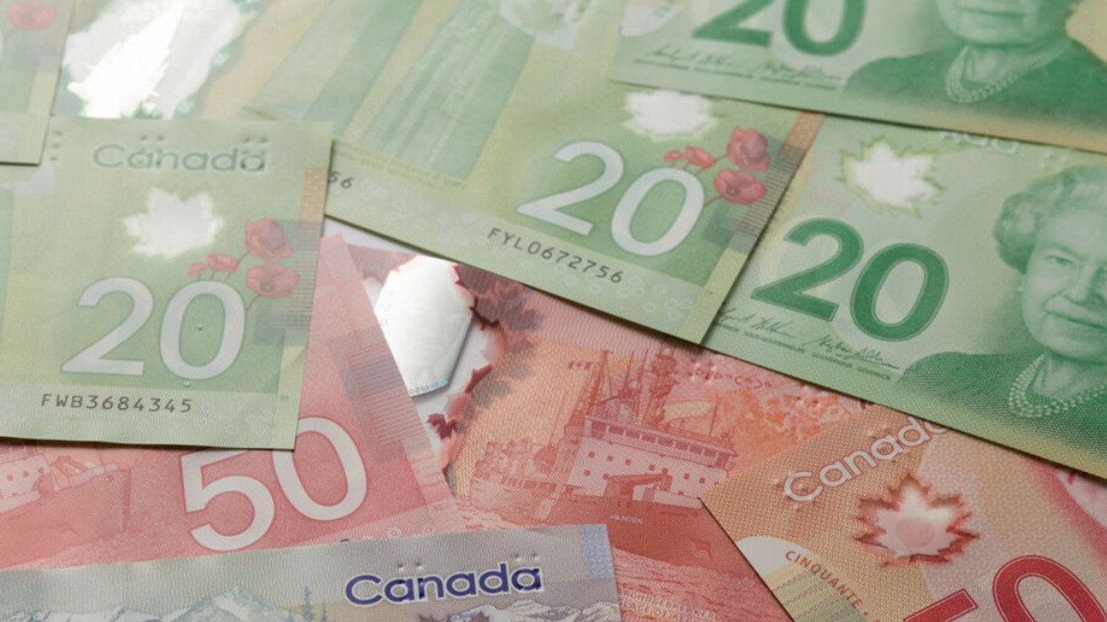 A stack of Canadian money.