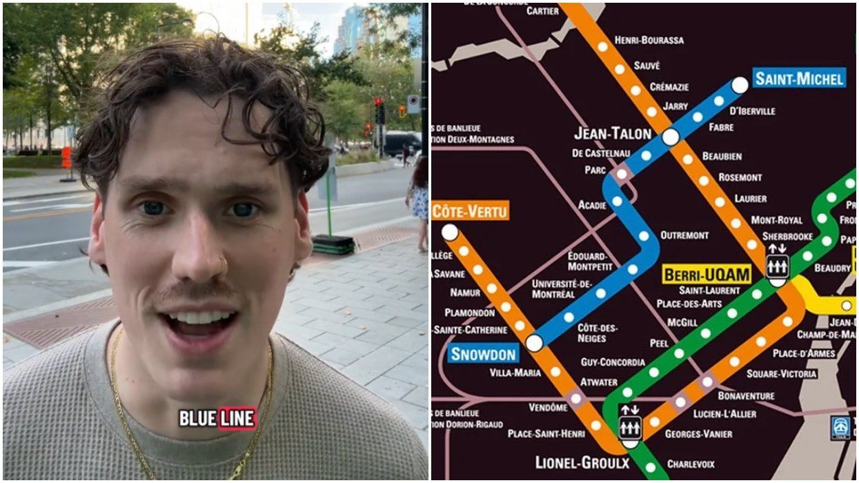 A still from a TikTok video. Right: The STM metro map.