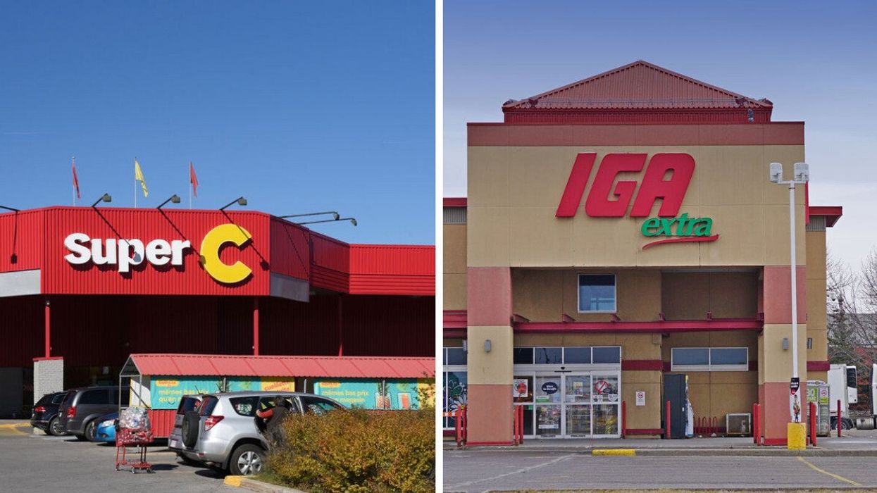 A Super C store. Right: An IGA grocery store in Quebec.