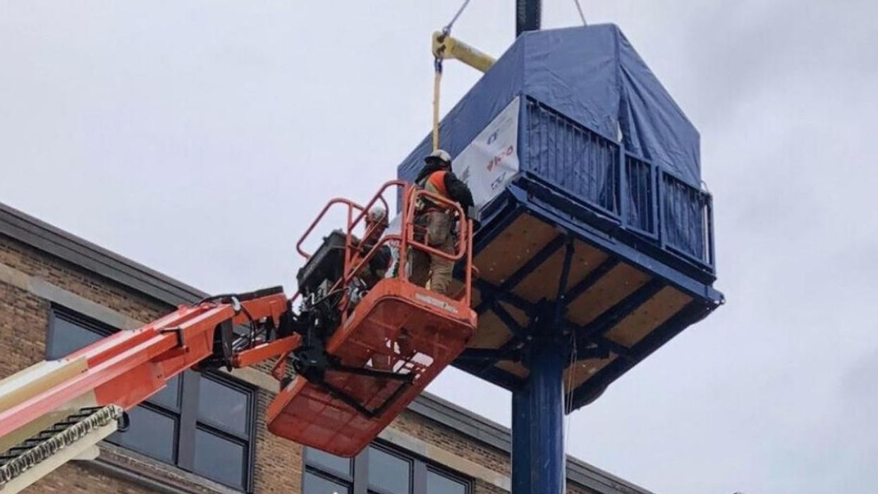 A tent on top of a 40-foot pole.