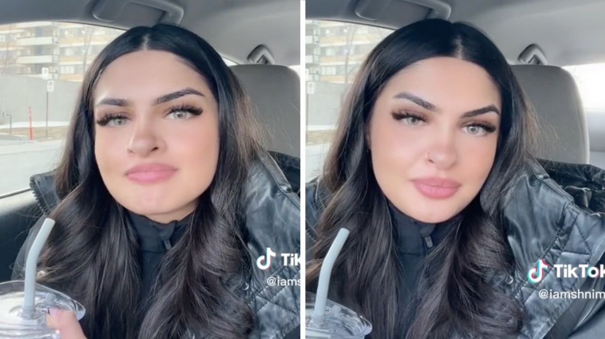 A TikToker from Montreal telling a story about not tipping at a DIY café.