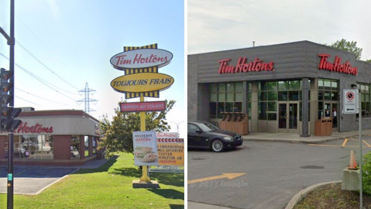 A Tim Hortons location in Montreal. Right: Another Tim Hortons location in Montreal.