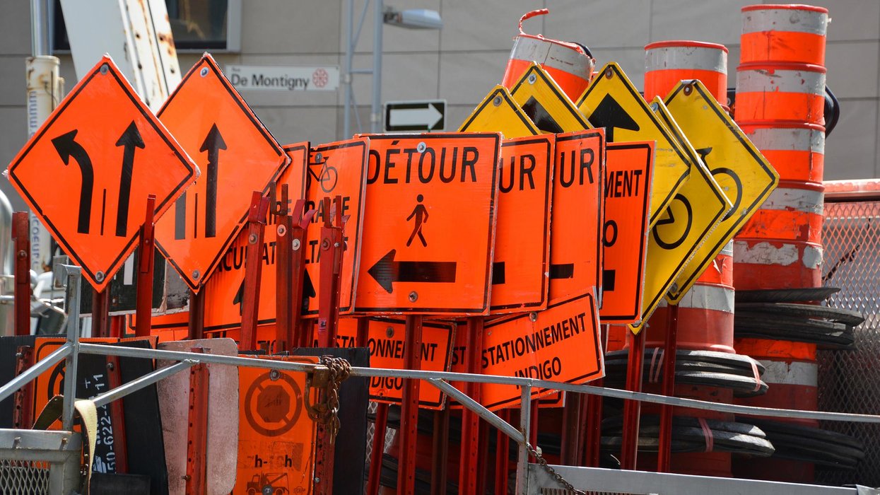 A truck full of Montreal construction signs.