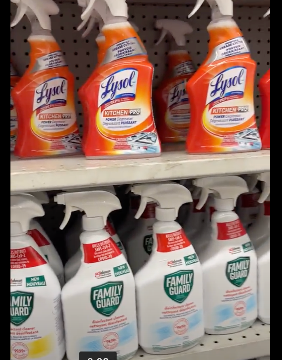 A variety of spray cleaner brands for sale.