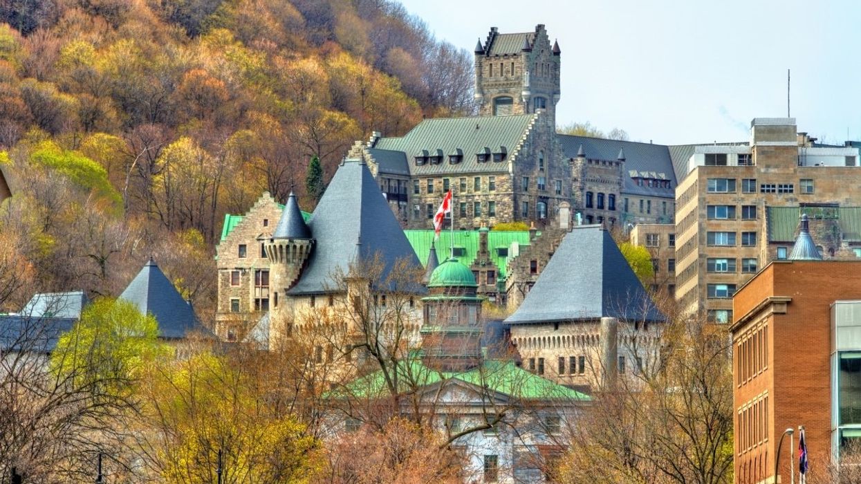 A view of McGill University, the McTavish reservoir and the former Royal Victoria Hospital in Montreal, Quebec.