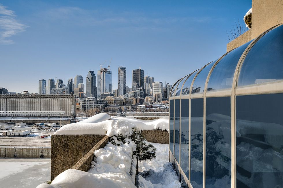 A view of the downtown Montreal skyline from the unit's private terrasse.