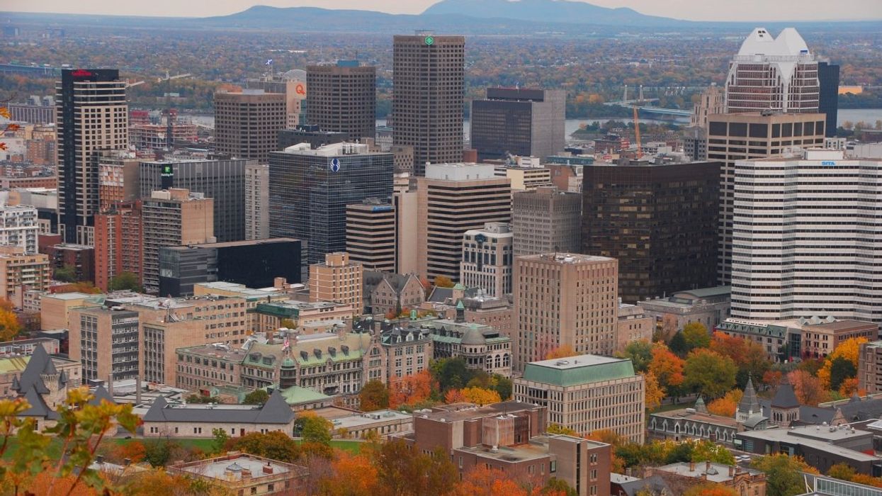 A view of the Montreal skyline during the fall time taken from the Mont-Royal lookout.