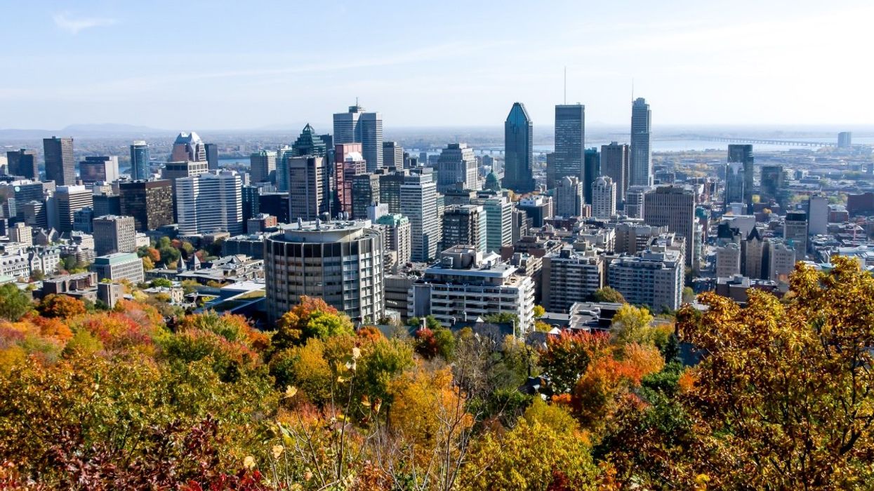 A view of the Montreal skyline from Mont-Royal during the fall season