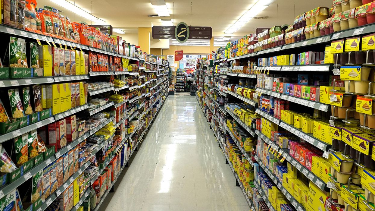 Aisle at a grocery store in Montreal (illustrative).