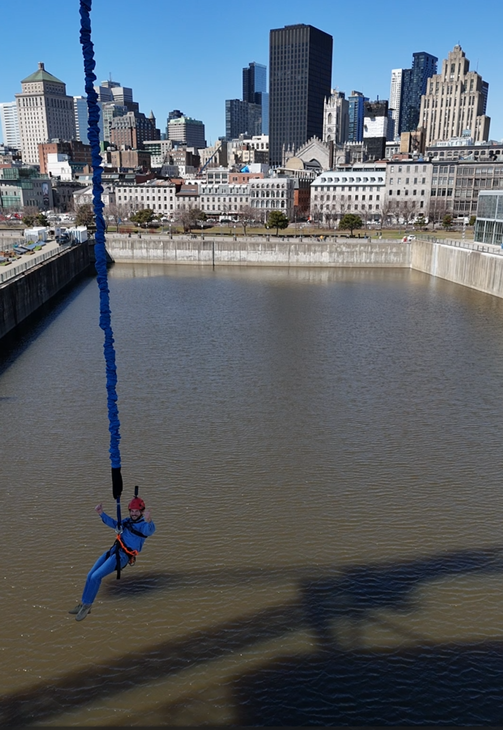 Al Sciola finishes his first attempt at Montreal Bungee.