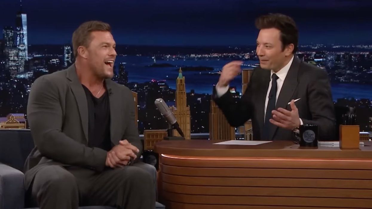 Alan Ritchson chatting with Jimmy Fallon on 'The Tonight Show Starring Jimmy Fallon'.