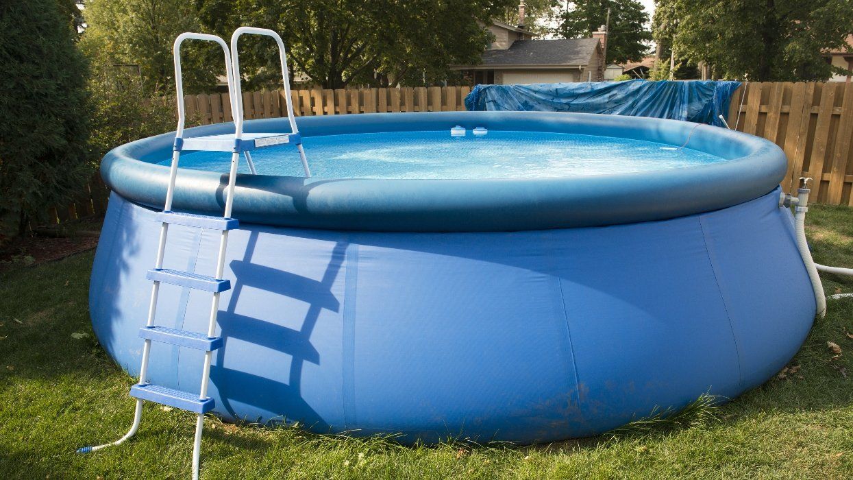 An above-ground pool.