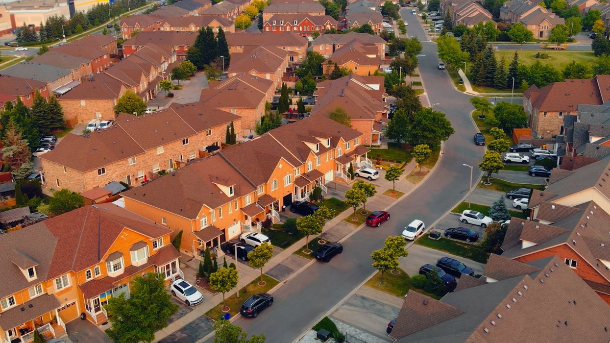 An aerial view of a Canadian suburb.