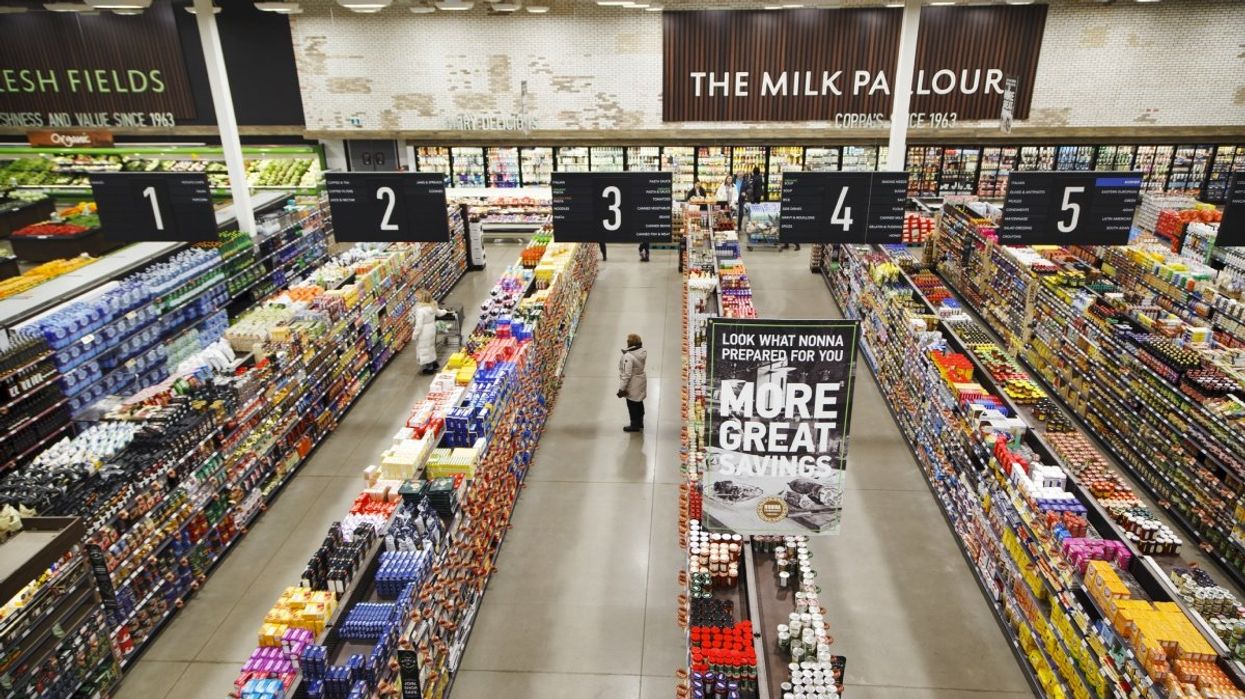 An aerial view of a grocery store in Canada.