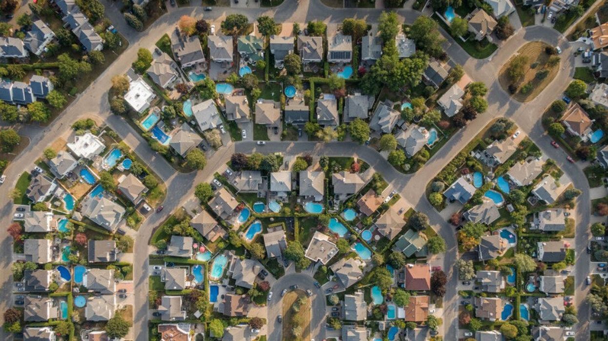 An aerial view of a residential neighbourhood in Montreal.