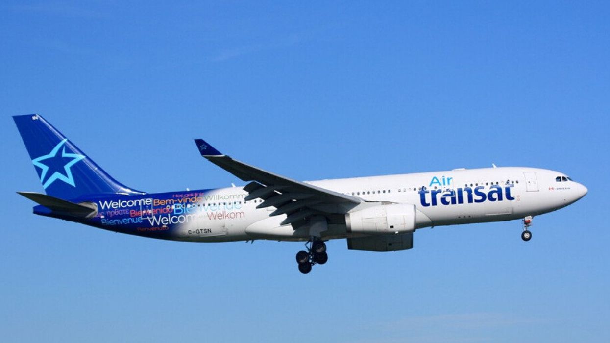 An Air Transat Airbus A330-200 on final approach.