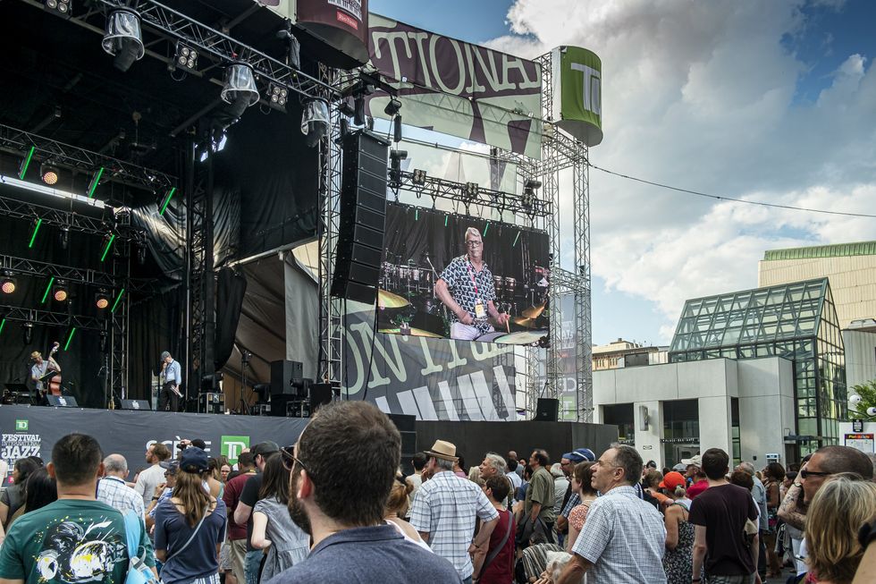 An audience watches a free show at Montreal's Jazz Festival.