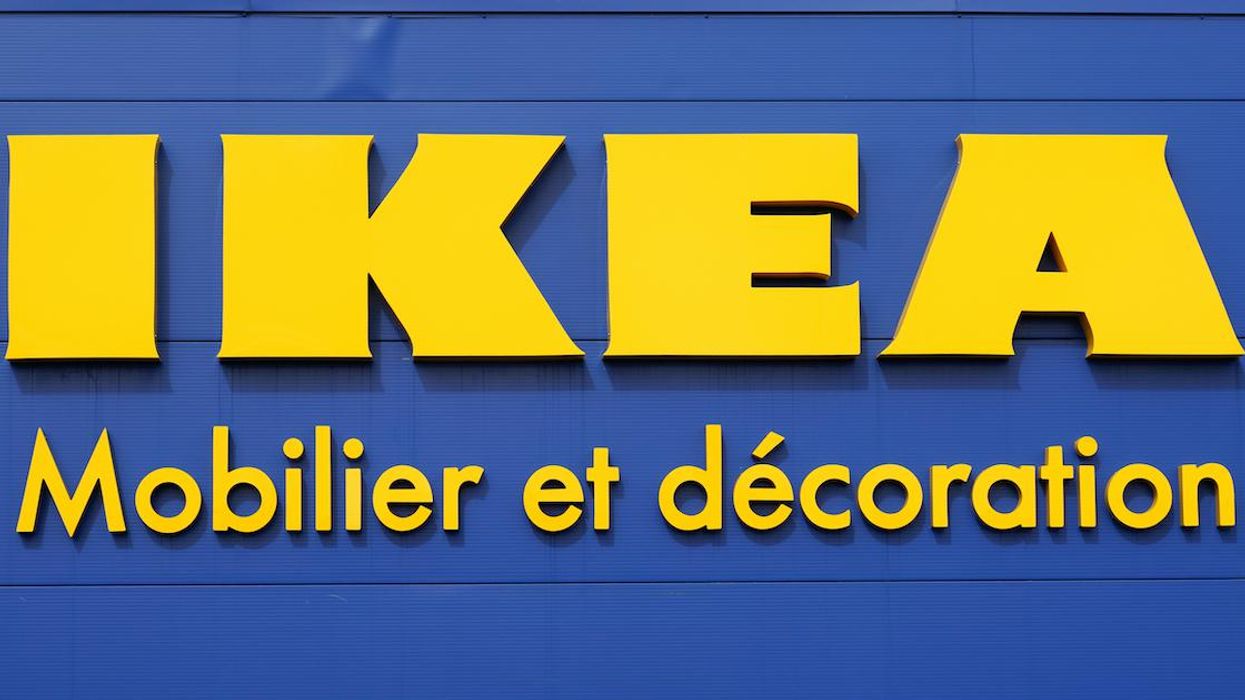 An IKEA sign outside a store.