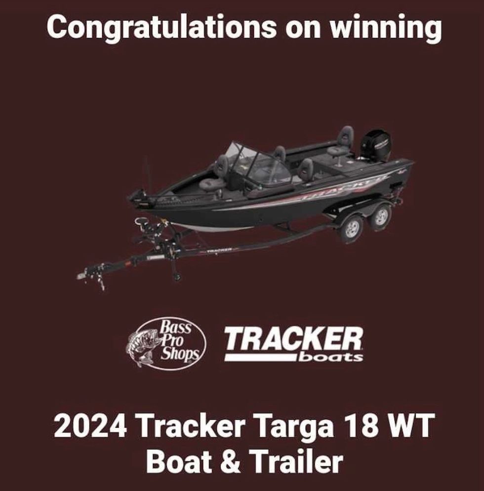 An image indicating someone has won a bot in the Roll up to Win sweepstakes.