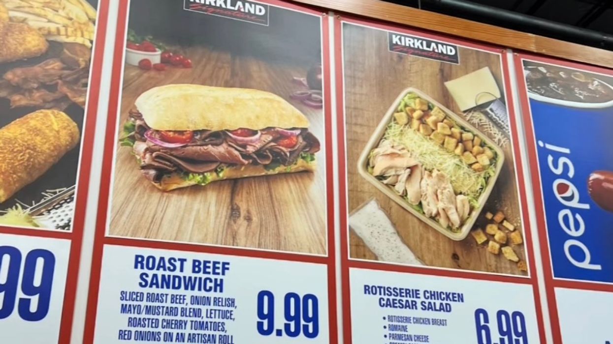 An image of the Costco food court menu in Orlando, Florida.