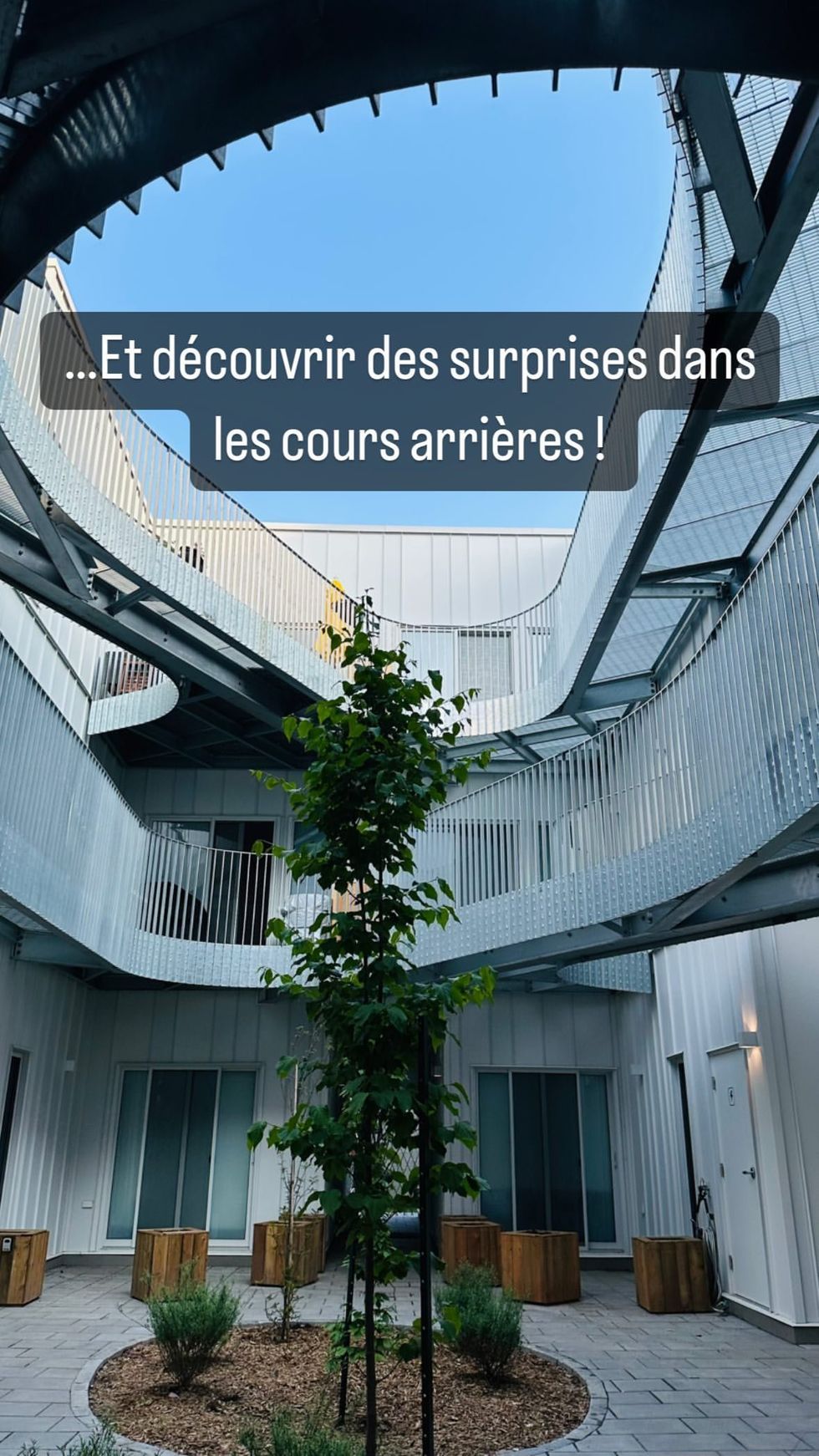 An Instagram story post by Montreal Mayor Val\u00e9rie Plante showing a courtyard in Pointe-Saint-Charles.