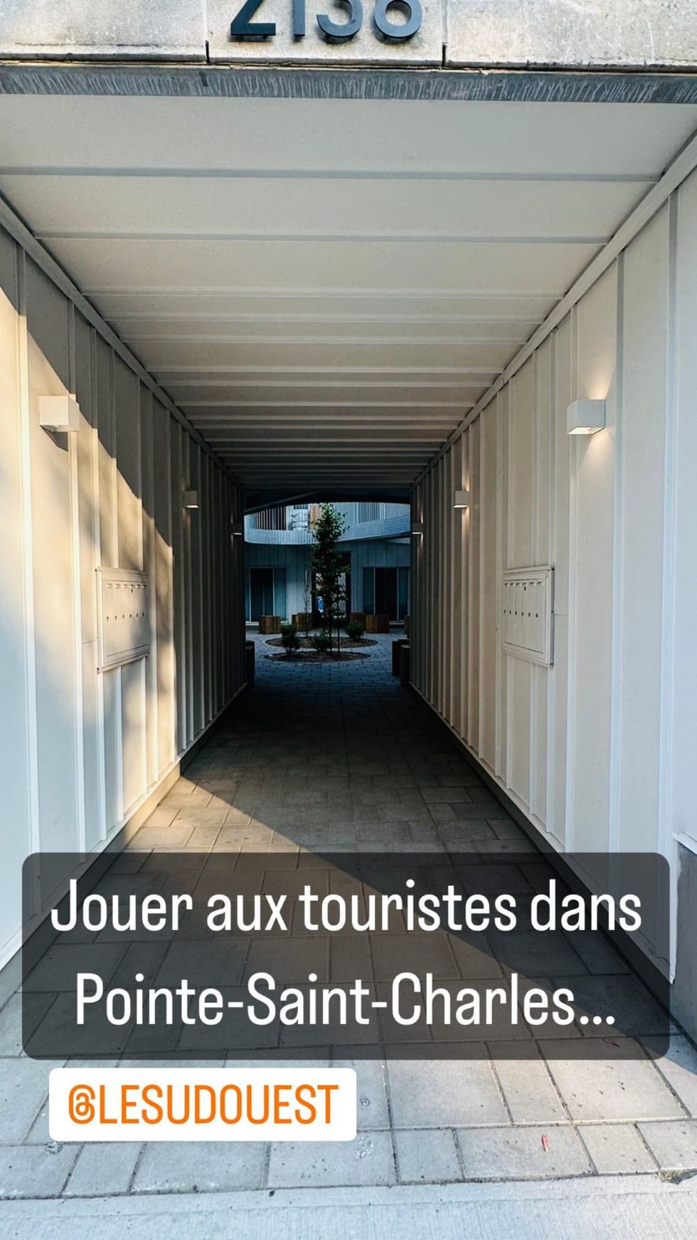 An Instagram story post by Montreal Mayor Val\u00e9rie Plante showing an alleyway in Pointe-Saint-Charles.