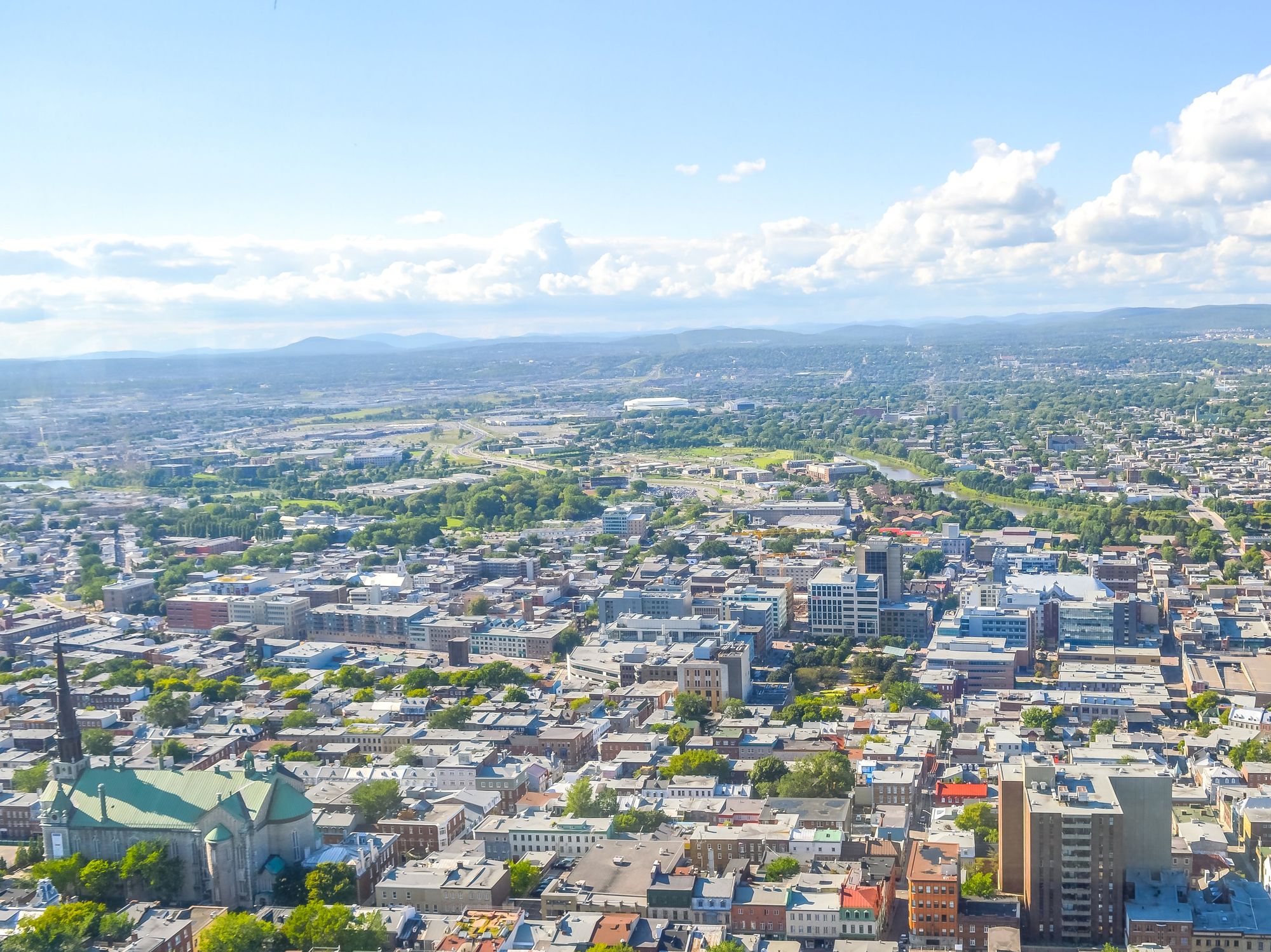 An overhead view of Quebec City sprawl.