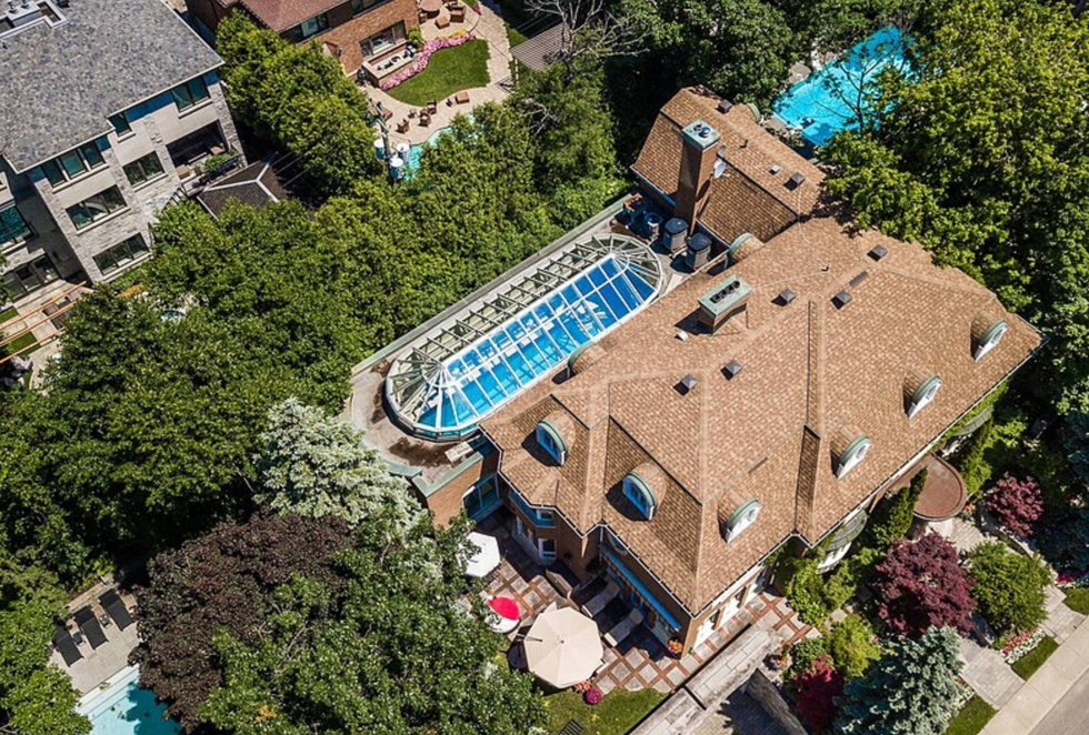 An overheadview of the home.