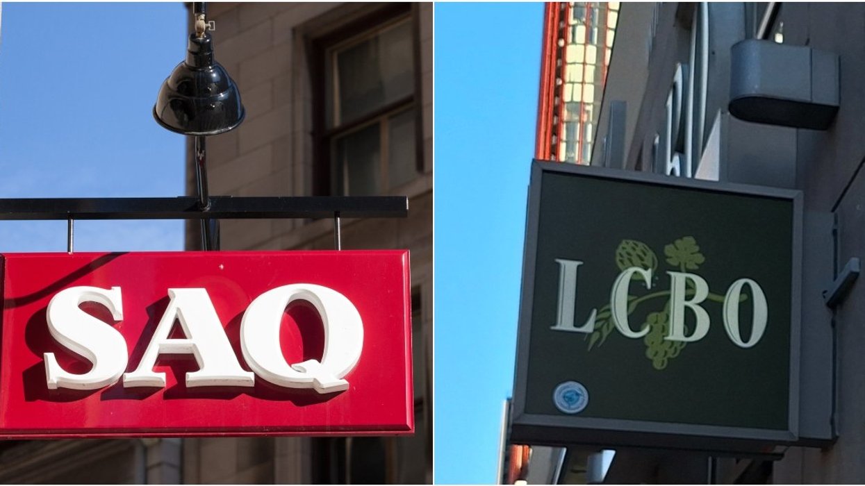 An SAQ sign. Right: An LCBO sign.