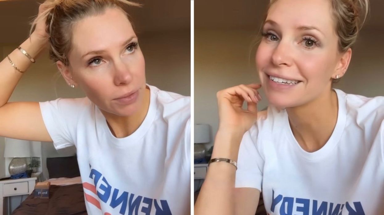 Angela Price in a "Kennedy 2024" t-shirt on Instagram Stories while visiting the United States.