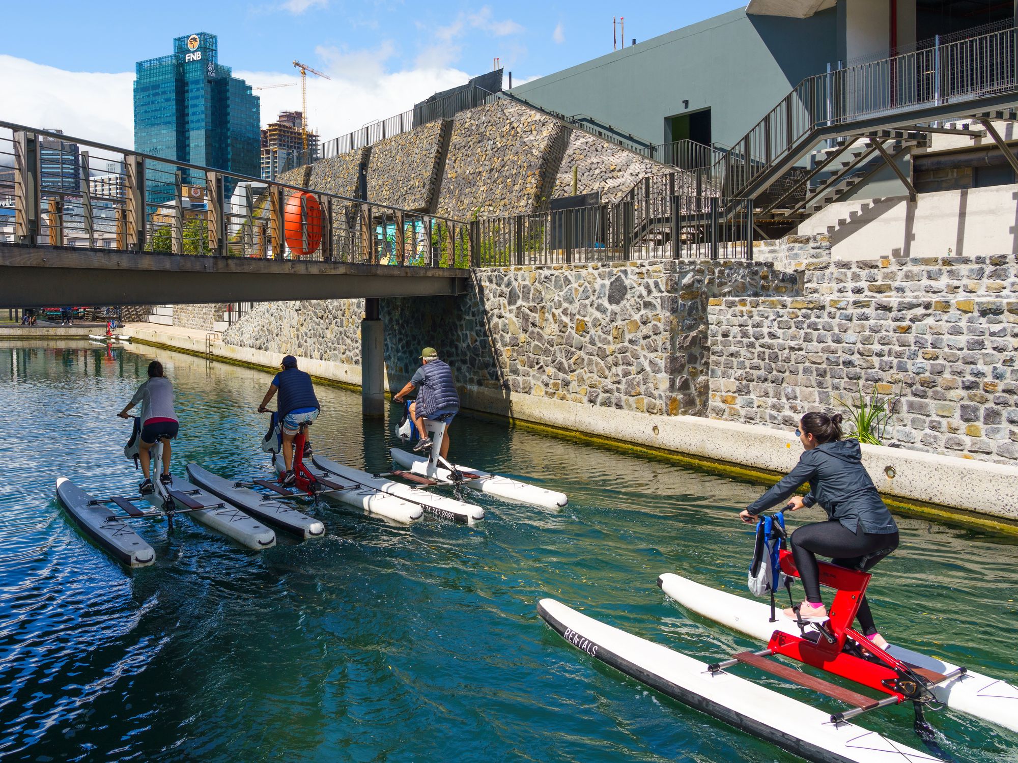 Bicycle catamarans on Victoria & Alfred Waterfront in Cape Town, South Africa.