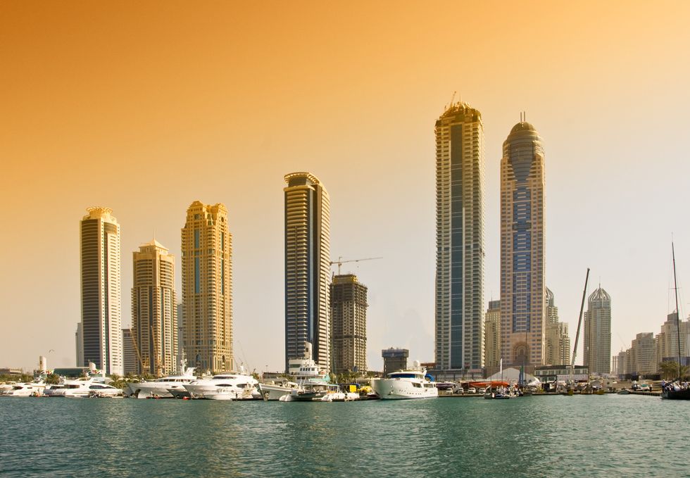 Boats in the \u200bDubai marina.