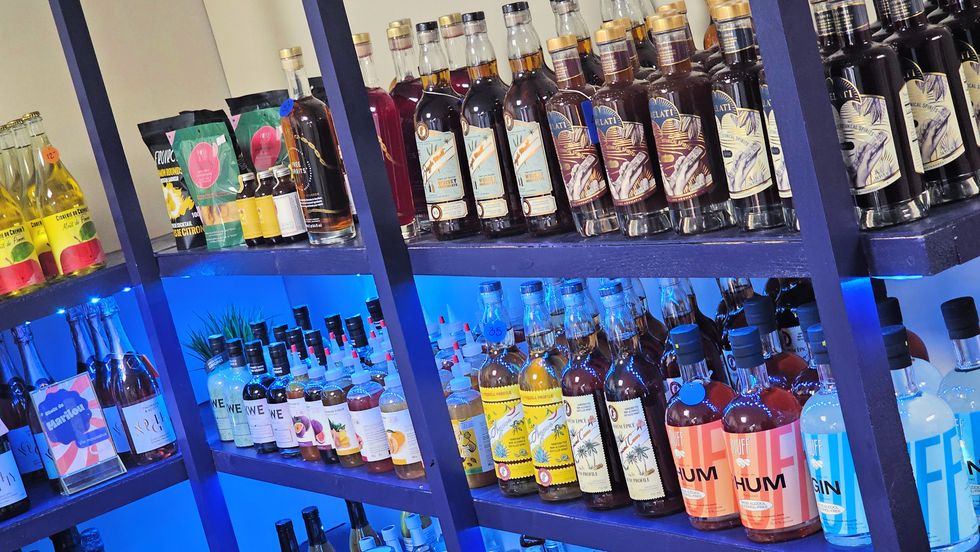 Bottles of cider, wine, rum, tequila, gin, bourbon and more.