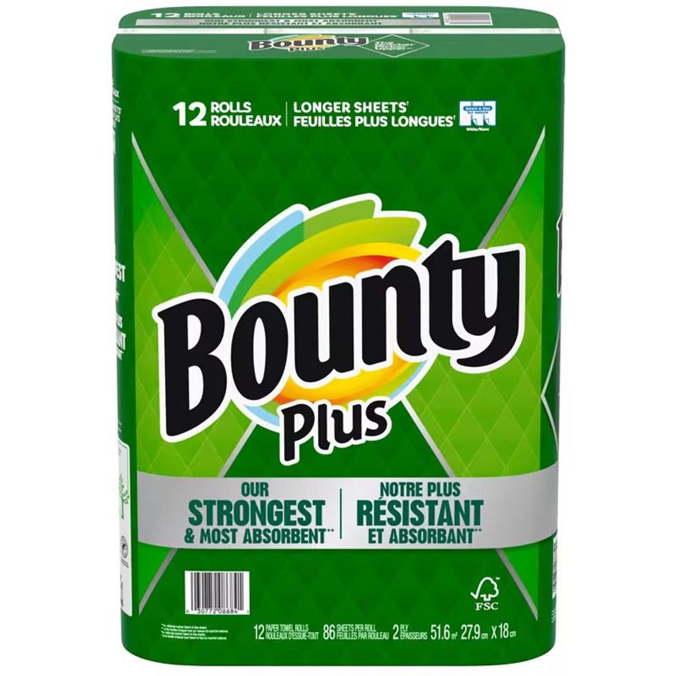 Bounty Plus paper towel, 12 rolls.