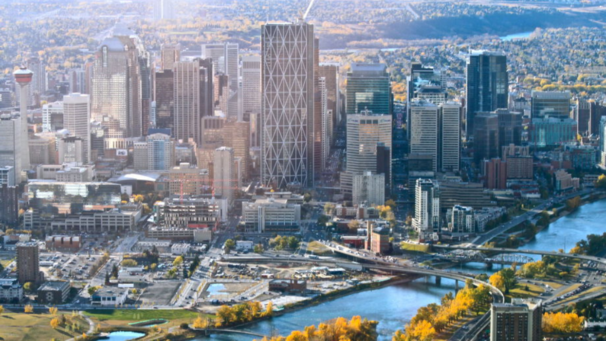 Calgary skyline in fall.