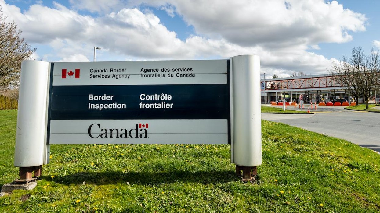 Canada Border Services Agency sign at the U.S.-Canada border.