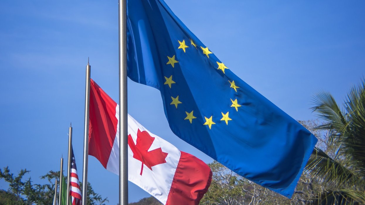 Canadian and EU flag.